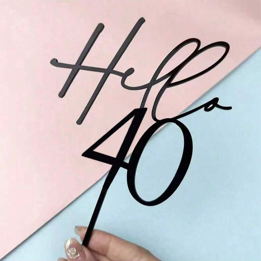 Que cắm trang trí bánh sinh nhật bằng acrylic đen chữ "Hello" (18/12/30/40/50/60 tuổi) thích hợp cho tiệc sinh nhật. - Nhiều màu - Xem 1