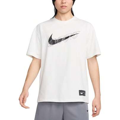  Nike Max90 Logo Print Pattern Loose Fit Crew Neck Short Sleeve T-Shirt, White