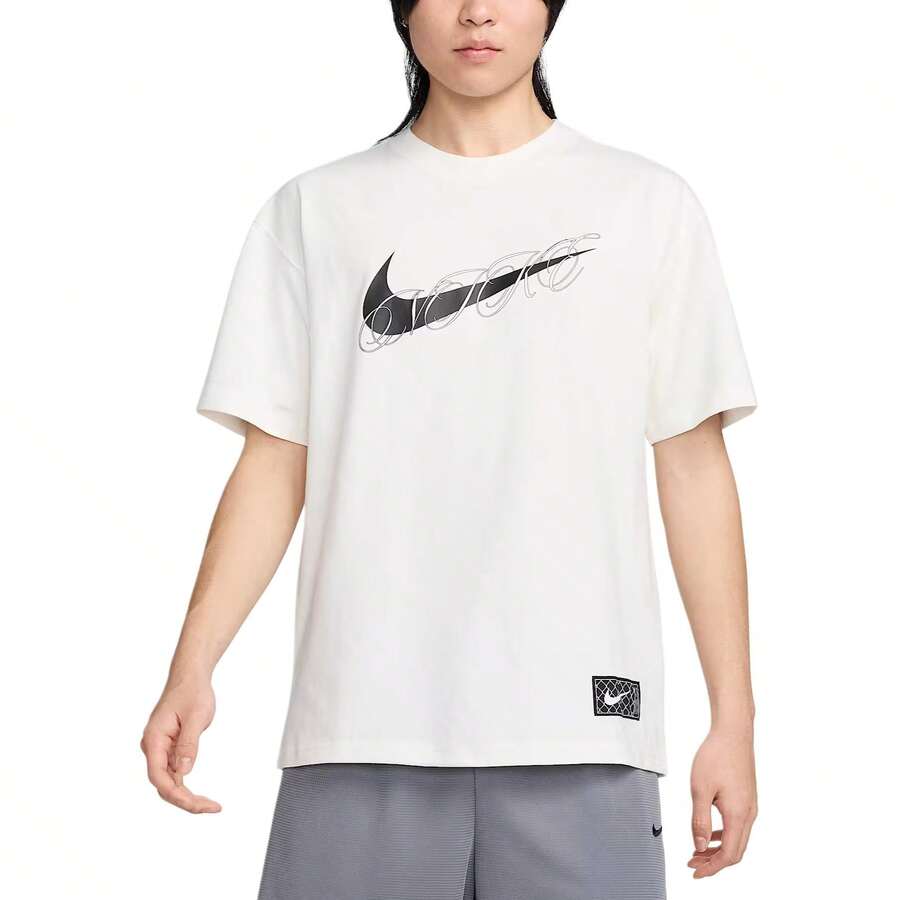 Nike Max90 Logo Print Pattern Loose Fit Crew Neck Short Sleeve T-Shirt, White - White - View 1