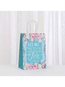 Reusable Floral Gift Bags With Bible Verses, Christian Baptism Paper Gift Bags Suitable For Women, Wedding, Birthday Gift Packaging - Color Mixing - View 5