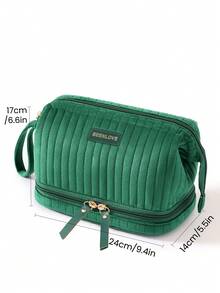 1 st Liss Velvet personlig dubbelskiktad sminkväska, mjuk quiltad multifunktionell handväska sminkväska och necessär, dragkedja, bärbar, moderiktig exklusiv sminkväska, högkvalitativt tyg och dragkedja, lämplig som brudtärnepresent, bröllopspresent, rese-necessär, sminkväska, födelsedagspresent, mors dag-present, affärsresearrangör, skolstart och daglig användning - Multifärgad - Visa 16