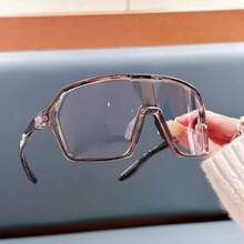 2025 New High-End Blue, Green, Red Lens Unisex Oversized Outdoor Sports Anti-Sweat Safety Cycling Fashionable Glasses, Casual PC Lens Decorative Glasses, Suitable For Daily Leisure And Life - Pink - View 8