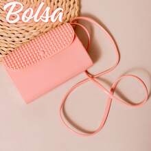 Bolsa Feminina Transversal Baguete com Alça Lateral Elegante para Look de Blogueirinha - Nina - Rosa Bebê - Visão 1