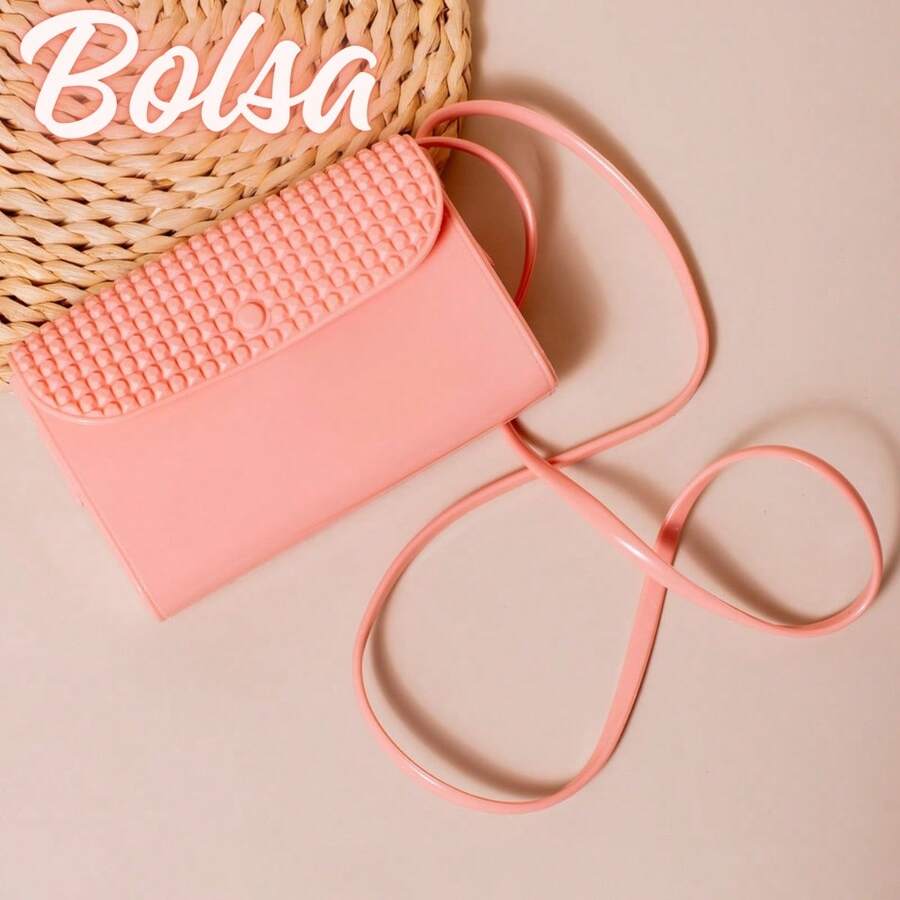 Bolsa Feminina Transversal Baguete com Alça Lateral Elegante para Look de Blogueirinha - Nina - Rosa Bebê - Visão 1