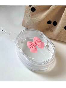 1/2 piezas Organizador de cables transparente y creativo con forma de corazón y moño, caja de almacenamiento portátil para cargador y auriculares para teléfono - Multicolor - Ver 5