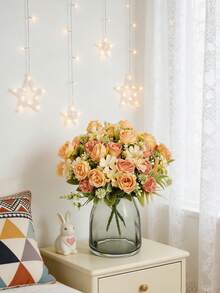 1/3/80pcs Artificial Rose Pompon Wreath Set, Suitable For Wedding, Home, Room, Dining Table, Holiday Decor, Bridal Bouquet, Outdoor Garden DIY Gift, Silk Rose, Wedding Decor, Valentine's Day Gift, Lohri Decor - Champagne - View 6