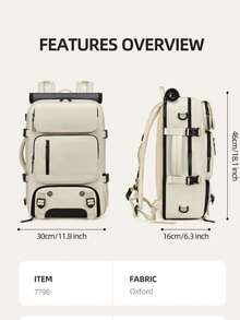 1 件裝大容量旅行背包，帶鞋櫃，輕便筆記型電腦日用背包，時尚旅行通勤包，時尚大容量多功能旅行背包，純色多口袋筆記本電腦背包，帶 USB 充電口，書包，登山包，旅行背包，電腦包，可攜帶筆記本電腦，可放入機艙座椅下，航空包，女士旅行背包，航空認證休閒背包，電腦包，可攜帶筆記本電腦，可放入機艙座椅下，航空包，女士旅行背包，航空認證休閒背包，航空公司旅行背包 - 米色 - 查看 3