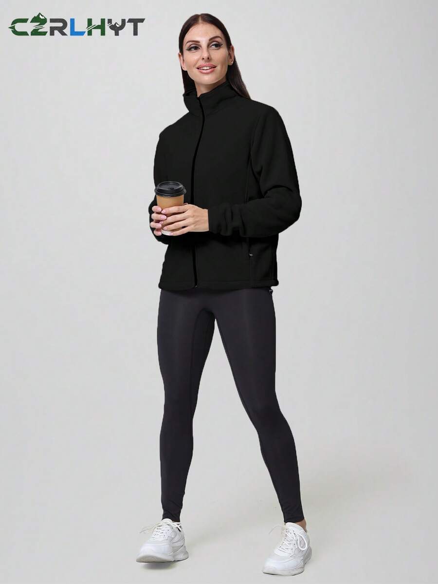 CZRLHYT Women's Regular Fit Faux Suede Fleece Jacket, Suitable For Autumn/Winter - Black - View 1