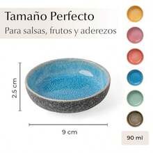 - Set de 6 Mini Cuencos para Dip 90 ml Cuenco para Acompañamientos Cuenco para Salsa de Soja Cuenco para Dip Pequeños Cuencos para Snacks - Colección Las Palmitas - Mezclado - Ver 3