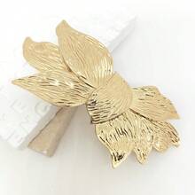 1 pieza Pinza de metal con forma de hoja grande, Pinza de pelo simple y versátil con decoración de lazo para mujeres, Pasador de pelo, Barretas, Accesorios para la cabeza, Accesorios para el cabello para mujeres, Horquilla - Dorado - Ver 7