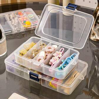 1/2/4 Pcs Transparent Plastic Jewelry Box With Dividers, Grid Storage Compartments, Suitable For Beads, Earrings, Necklaces, Rings, Back To School Season