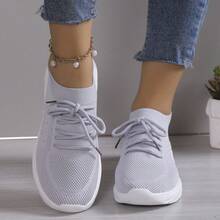 Women's 2026 Spring/Summer Bohemian Style Lightweight Non-Slip Breathable Slip-On Gray Casual Sports Shoes, Women's Outdoor Vacation Fitness Must-Have Casual Sports Shoes - Light Grey - View 13