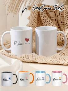 11oz Customizable Ceramic Coffee Mug, Personalized Text Mug, Valentine's Day Gift, Customized Mr./Mrs. Coffee Cup, Husband And Wide Mouth Cup, Newlywed Couple Set, Newlywife Gift, Customized Cafe Advertising Cup - Multicolor - View 8