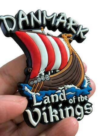 2.76inch Danish Viking Ship Fridge Magnet, Nordic Travel Souvenir Soft Rubber Magnet