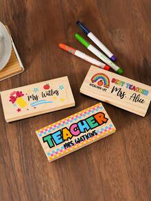 Personalisierter Lehrer Whiteboard Radierer, individualisiertes Lehrertags-Geschenk, Tafelradierer mit Stift, Geschenk mit Vorschullehrer-Name, Geschenk zur Wertschätzung von Lehrern - Verschiedenfarbig - Übersicht 7