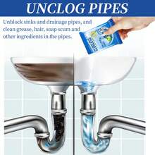 JAYSUING 1pc/3pcs/5pcs/10pcs Drain Cleaner Powder, Suitable For Kitchen, Bathroom, Christmas, Cleaning Products, Christmas Gifts, Drain, Toilet, Kitchen Clogged Pipe Deodorizer, Household Cleaning. Pour An Appropriate Amount Of Powder Into The Clogged Sink Or Drain, Wait 15-30 Minutes For It To Dissolve, Then Flush The Drain With Hot Water To Clear The Blockage. - Powdery - View 9