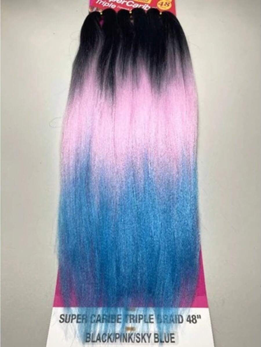 Caribbean Jumbo Colored Hair For Caribbean Box Braids Janet Super Jumbo Color Unicorn Braid - Black Pink Sky Blue - View 1