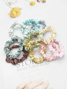 10pcs Dark Color Satin Small Hair Scrunchies, Satin Texture Hair Ties, Versatile Ponytail Holders, Women Daily Hair Accessories ,Scrunchy Head Accessories