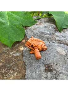 手工制作的木制青蛙乐器 - 打击乐声音玩具积木，非常适合家庭和办公室装饰，深棕色，卡林巴拇指钢琴，木制青蛙时钟玩具，狼和 7 只山羊，钢制雨鼓，玩具乐器，舌鼓 - 彩色 - 查看 7