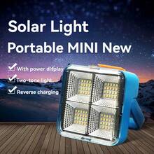 1pc Portable Solar Lamp, USB Rechargeable, Outdoor Lighting, Powerful LED Reflector Spotlight, Floodlight, Construction Light - 藍色 - 查看 1