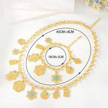 21k Gold Plated Luxury Dubai Necklace & Bracelet Set, Zirconia Embellished Muslim Middle Eastern Style Jewelry For Wedding Party - Necklace Set - View 24