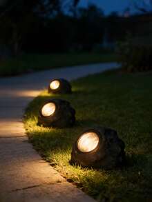 Solar Powered Buried Lights, Outdoor Garden Decorative Fake Stone Lights, Natural Style Waterproof Atmosphere Night Lights, Solar Powered Automatic Lighting, Yard Landscape Lights, Rock Shaped Buried Lights, Lawn Fake Mountain Hidden Lighting, Outdoor Landscape Natural Style Decorative Lights