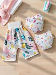 3pcs Set (Waterproof Diaper + Potty Training Pants) Adorable Design Training Pants, Unisex Baby, Leak-Proof, Washable, Suitable For Potty Training, All Seasons, Great Gift For Baby Shower, Birthday