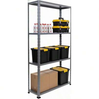 GYJ  ADF Estante Exhibidor Metalico Ajustable de Alta Resistencia Anaquel Organizador de 4 Niveles Capacidad de Carga 200kg 150x84x30cm Calibre 26 Rack Organizador Gris 4 Repisas183