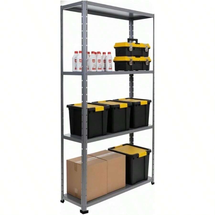 GYJ ADF Heavy Duty Adjustable Metal Display Shelf, 4-Tier Organizer Rack, 200kg Load Capacity, 150x84x30cm, 26 Gauge, Gray, 4 Shelves - 灰色的 - 查看 1