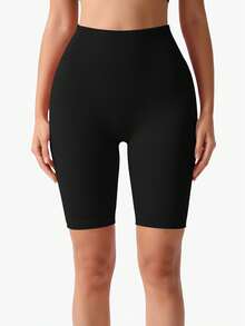 Seamless High-Elastic Women's Sports Shorts,Soft And Comfortable Fitness Running Shorts,Tuck In The Abdomen And Lift The Buttocks For Women Leggings,Multi-Color Options(Black/Blue/Green/Apricot/Hot Pink) - màu đen - Xem 3