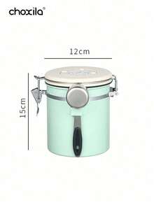 choxila 1pc 1.2L/1.5L/1.8L Mint Green Coffee Container, Coffee Bean Jar, Tea Jar, Large-Capacity Airtight Storage Jar, Stainless Steel Kitchen Food Storage Container With Date Tracker And Scoop, Coffee Accessories For Ground Coffee, Coffee Beans, Tea, Sugar, Flour And Cereal, Suitable For Kitchen Storage And Organization