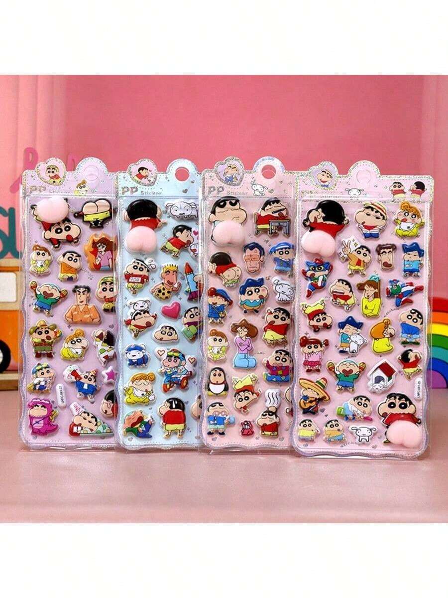 Crayon Shin-Chan Cute Decompression Stickers Three-Dimensional Relief Stickers Decorative Stickers Decompression Pinch Stickers