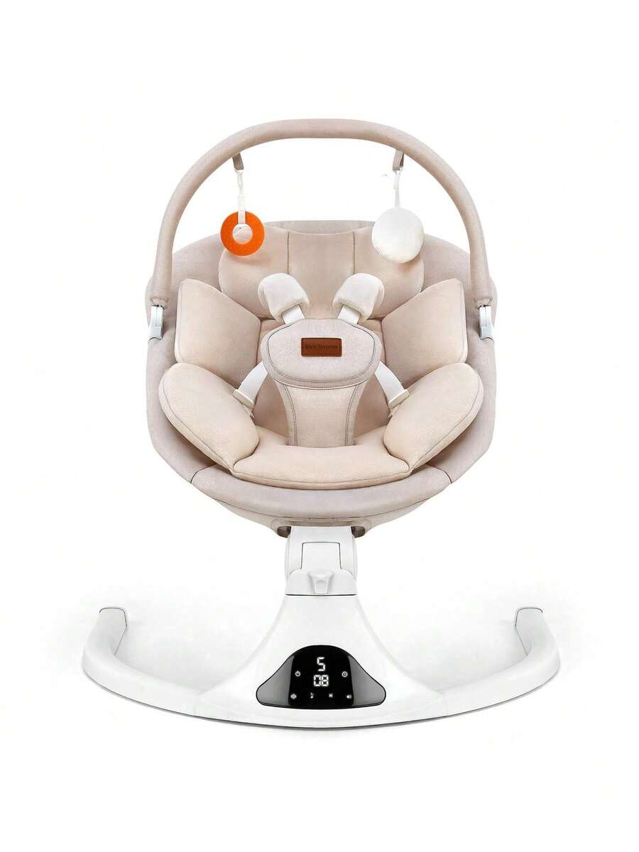 Portable Baby Swing For Newborns, Electric Infant Swing With Bluetooth, 5 Speed, 12 Melodies, Remote Control & 5-Point Safety Harness