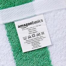 Basics - Toalla de playa y alberca a rayas 100 % algodón suave y absorbente de secado rápido grande paquete de 2 verde 76 x 152 cm - verde - Ver 3