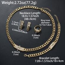 Bộ trang sức 5 món mạ vàng 18K cao cấp đính đá Cubic Zirconia, gồm dây chuyền, bông tai, nhẫn và vòng tay, phong cách hip hop Ma-rốc, thích hợp để đeo hàng ngày, dự tiệc, lễ hội hoặc làm quà tặng ngày Valentine. - Zircon J - Xem 3