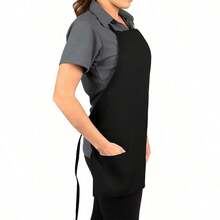 Unisex Black Apron: Adjustable, Waterproof, 3-Pocket | For Cooking, Grilling & Chefs - 黑色 - 查看 7