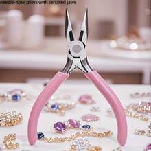 Pinze seghettate per gioielleria di alta qualità - Strumento professionale per la lavorazione di gioielli, con manico ergonomico rosa e punte appuntite, adatte per la realizzazione di gioielli delicati, ideali per principianti, utilizzabili per la creazione di perline, catene, strumenti per la realizzazione di gioielli e lavorazioni di perline. - Multicolore - Visualizzare 3