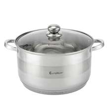 Panela de aço inoxidável para sopa, com diâmetro de 14 cm a 32 cm, ideal para uso doméstico. Adequada para fogões de indução e a gás. Multifuncional para cozinhar sopas, macarrão, mingau e ensopados. Possui alças duplas, é fácil de limpar e tem tamanhos que variam de 14 cm a 32 cm. - prata - Ver 2