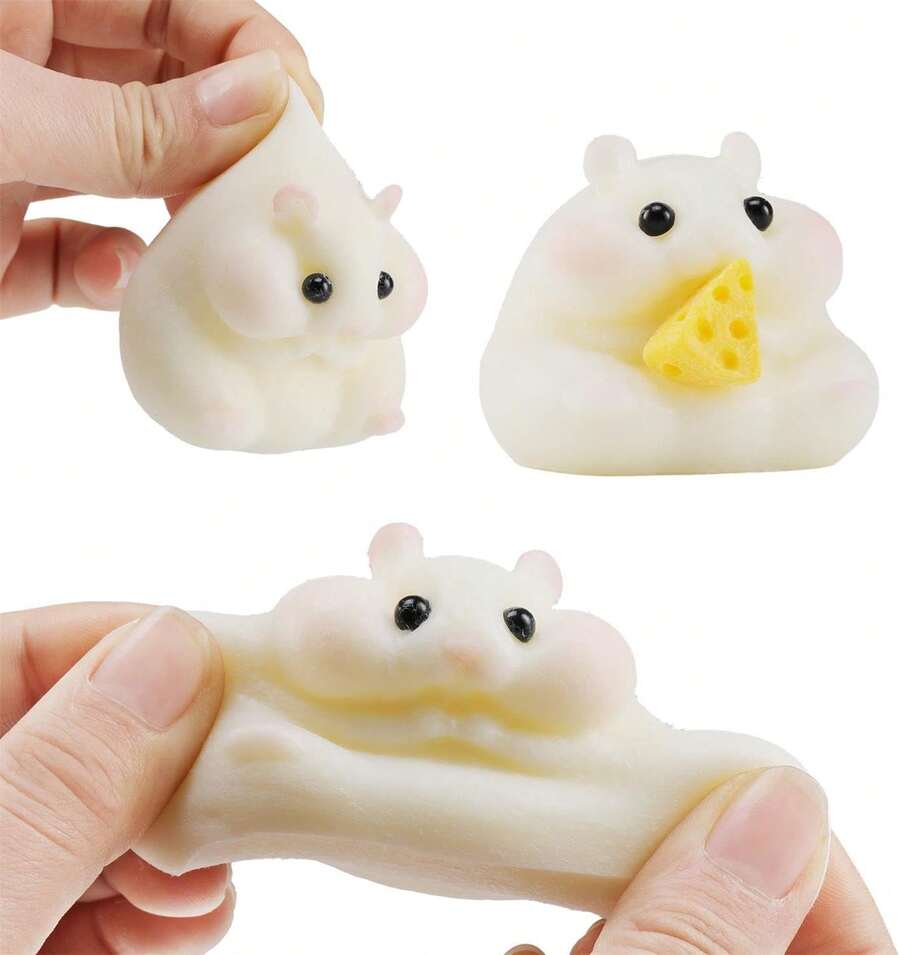 NewHandmade Taba Hamster Squishy Stress Relief Toys - Ultra Soft Silicone Squeeze Toys For Kids & Adults, Reusable Non-Violent Squishy Toys For Stress Relief & RelaxationTruck Toy - Chuột Hamster Trắng - Xem 1