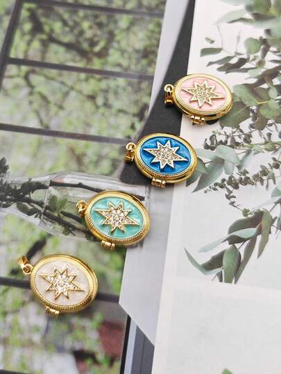 1 st unik europeisk och amerikansk nischdesign exklusiv kreativ mode färgglad droppoljefotolåda kopparförgylld hänge smycken för kvinnor