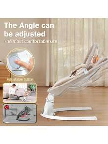 Portable Baby Swing For Newborns, Electric Infant Swing With Bluetooth, 5 Speed, 12 Melodies, Remote Control & 5-Point Safety Harness - Beige - View 7