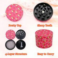 The Luxe Grinder | 2 Inch Cute Pink Strawberry, Cherry & Leopard Print | Chic Zinc Alloy For Her,  Accessories, Gift For Smokers - Cherry - 查看 3