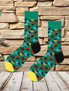 1 Pair Men's Animal Graphic Mid-Calf Socks, Panda, Koala, Bug, Fish Graphic Socks, Suitable For Daily Wear - Multicolor - View 9