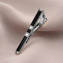 4 件套经典金、黑、银条纹拉丝铜合金男士领带夹，商务领带夹及衬衫西装配饰 - 彩色 - 查看 6