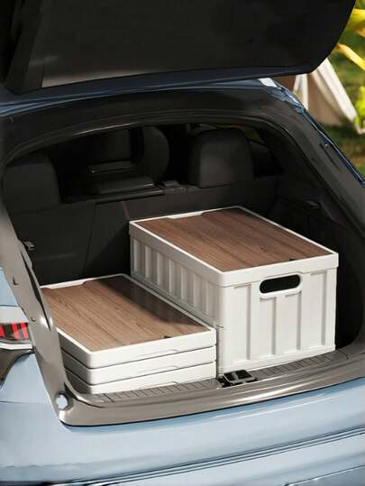 1个经典聚丙烯长方形可折叠收纳盒，翻盖式封口 - 多用途，不防水，适用于户外露营、野餐、汽车后备箱、玩具和零食收纳、床底存放等。