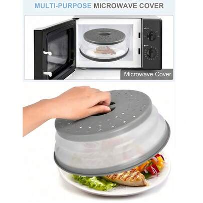 1 Piece Silicone Microwave Splatter Cover, Microwave Food Fruit Strainer Lid, Microwave Food Lid, Microwave Plate Lid, Microwave Lid, Essential Kitchen Item, Dishwasher , Upgraded Foldable Microwave Lid, Ventilated Folding Microwave Tray Lid, Microwave Splash Guard, Vegetable And Fruit Washing Basket, Multi-Functional Kitchen Tool