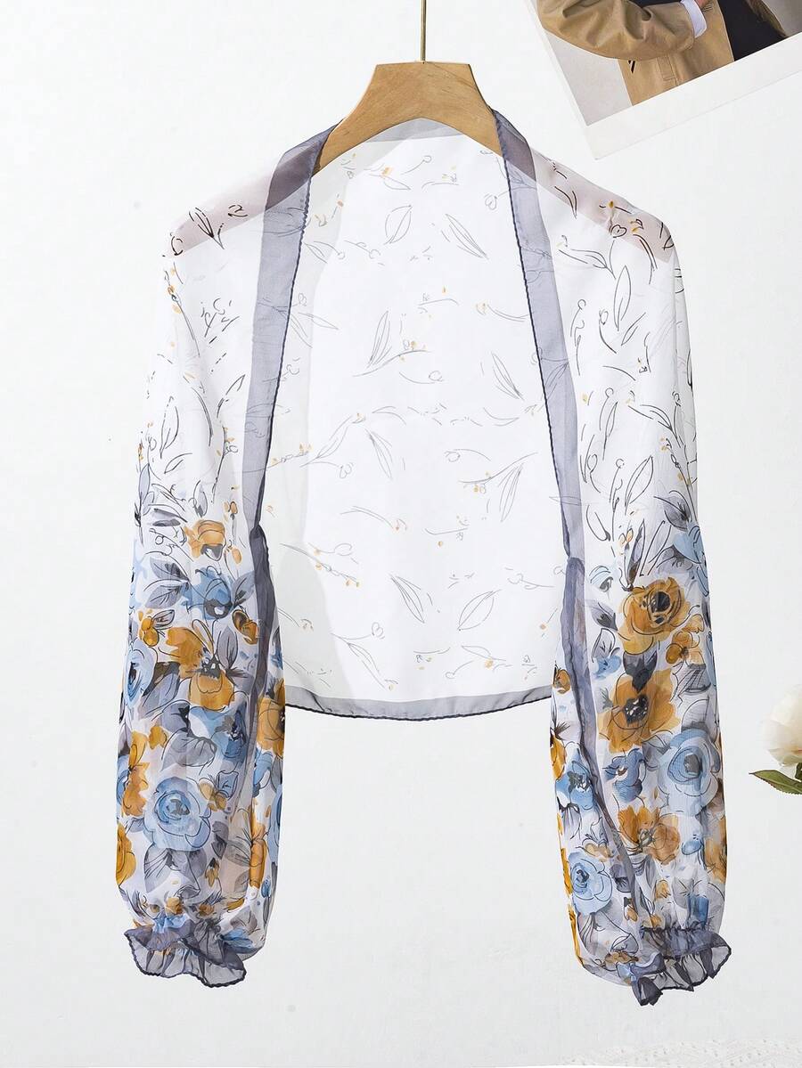 1pc Outdoor UV Protection Arm Sleeve, Lightweight Floral Print Shawl For Cycling, Driving, Summer - Multicolor - View 1