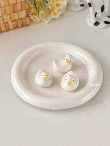 1个陶瓷鸭子筷架 - 可爱的白色鸭子造型，点缀黄色细节，金色筷子、勺子、叉子收纳架 - 趣味餐具收纳架，乔迁新居礼物，可爱鸭子筷架，陶瓷收纳架，适用于厨房筷子、刷子和笔筒，桌面装饰，节日礼物，情人节礼物，儿童礼物 - 鴨子 - 查看 3