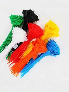 100pcs Self-Locking Plastic Nylon Cable Ties, Multi-Color Ethernet Cable Labels, Suitable For Home Use - Multicolor - View 6