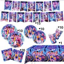 Mattel 96pcs K-Pop Birthday Party Supplies - K-Pop Birthday Warrior Music Concert Backdrop, Cups, Plates, Tablecloth, Balloons, Candy Cake Decorations